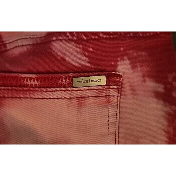 White House Black Market Red Tie Die Jeans Jr Girl Teen Womens Sz 0 Slim Crop - Picture 6 of 7